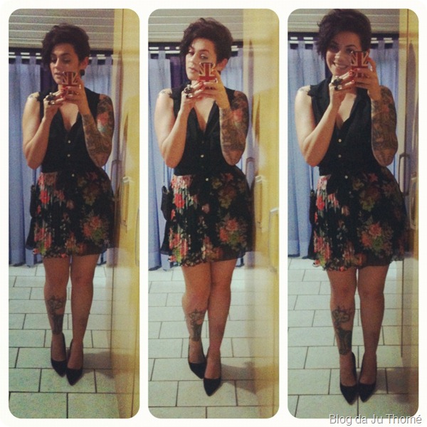 look floral com funto preto