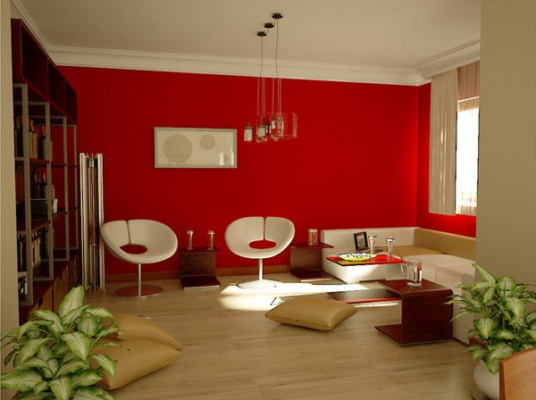 Penggunaan Warna  Merah  di Ruang  Tamu  Minimalis  Rancangan 