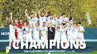 REAL MADRID C. F. Temporada 2022-23. Entrenador y jugadores del Real Madrid celebran la consecución, por octava vez, del máximo entorchado de la competición Mundial de Clubes. REAL MADRID C. F. 5 AL-HILAL SAUDÍ F. C. 3 Sábado 11/02/2023, 20:00 horas. XIX Copa Mundial de Clubes 2022 de la FIFA, final. Rabat, Marruecos, estadio Príncipe Moulay Abdellah: 44.439 espectadores. GOLES: ⚽1-0: 13’, Vinícius Júnior. ⚽2-0: 18’, Fede Valverde. ⚽2-1: 26’, Moussa Marega. ⚽3-1: 54’, Karim Benzema. ⚽4-1: 58’, Fede Valverde. ⚽4-2: 63’, Luciano Vietto. ⚽5-2: 69’, Vinícius Júnior. ⚽5-3: 79’, Luciano Vietto.