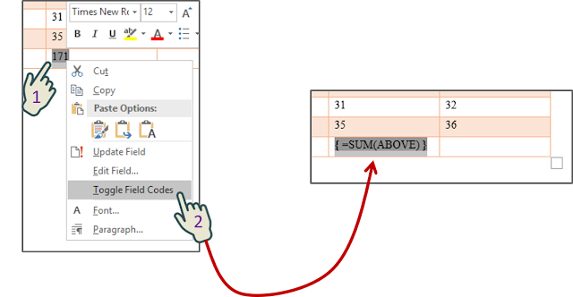 Toggle Field Codes