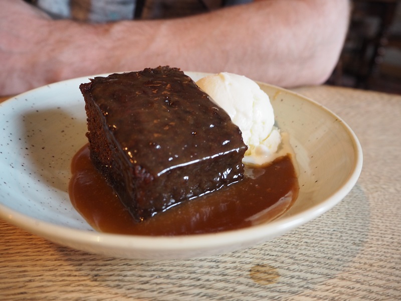 Sticky toffee pudding with whisky ice cream