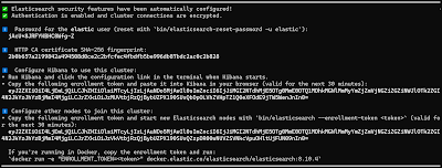 Screenshot of the es01 container logs that shows the elastic password among other information