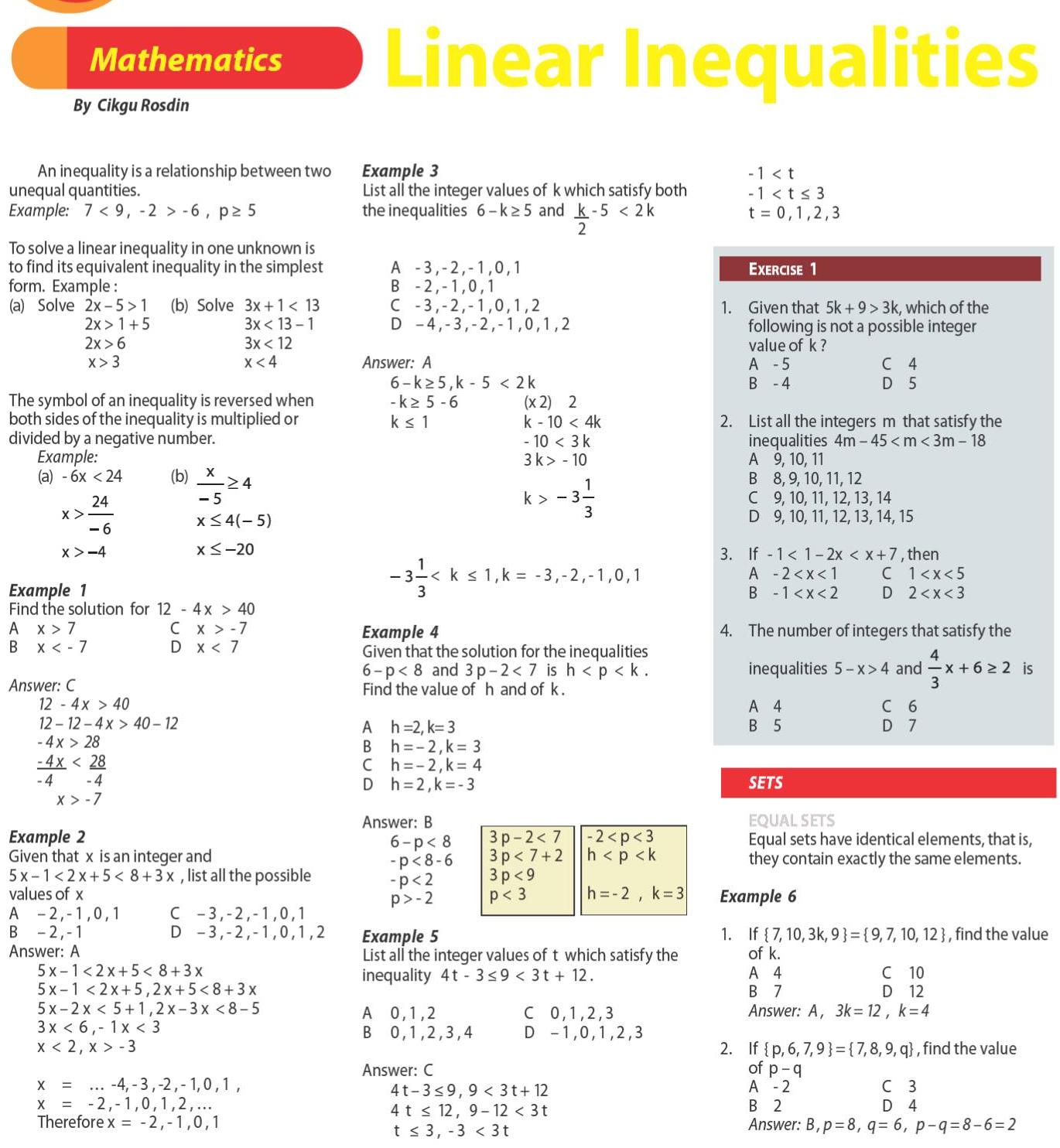 Koleksi soalan: linear Inequalities