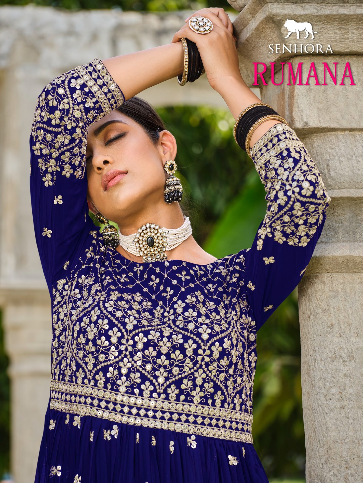 Rumana Senhora Fox Georgette With Work Readymade Plazzo Style Suits