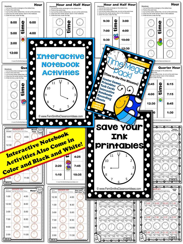 Fern Smith's Springtime Time Mega Pack - Printables, Center Games, Task Cards and Foldables For 1.MD.B.3