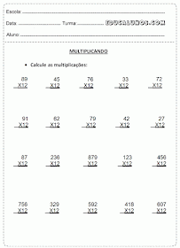 Calcule as multiplicações
