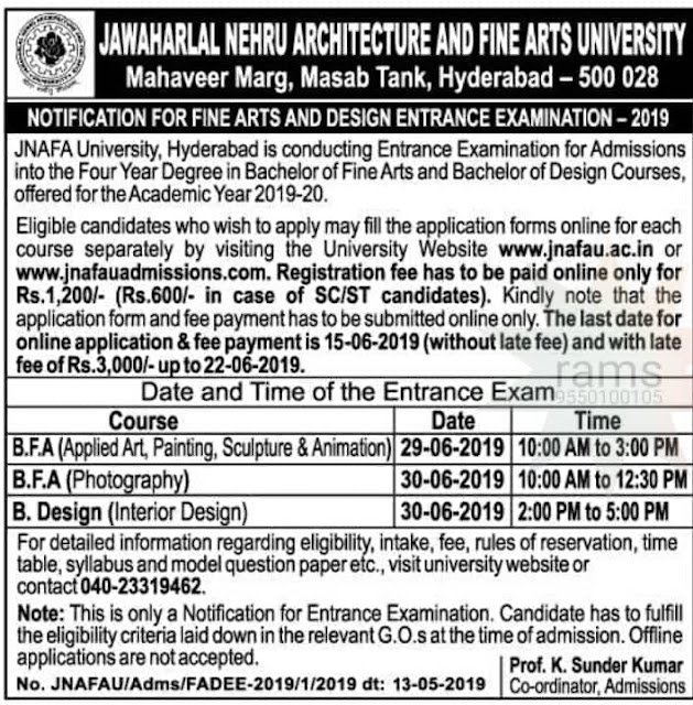 JNAFA University FINE ARTS AND DESIGN ENTRANCE EXAMINATION - 2019 JNAFAU 2019 Application, Exam Pattern, dates , Eligibility, Syllabus | JNAFAU Admission 2019/ JNAFAU Entrance Exam 2019: Notification, Dates, Eligibility, Form, Merit List, Fee, Seat Matrix & Counselling | FINE ARTS AND DESIGN ENTRANCE EXAMINATION - 2019/2019/05/JNAFA-University-FINE-ARTS-AND-DESIGN-ENTRANCE-EXAMINATION-Notification-apply-online-2019-www.jnafauadmissions.com.html