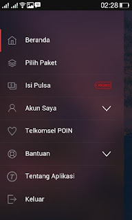 Menu aplikasi My Telkomsel 