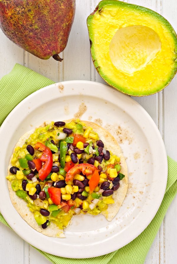 avocado black  bean tostados