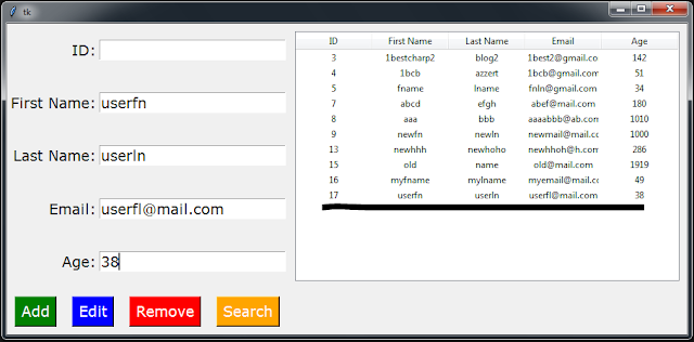 Python Tkinter And MySQL - Insert Update Delete Search And Show Records