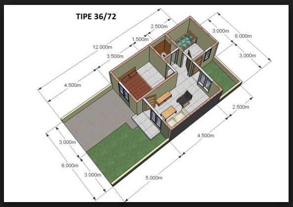 10 Contoh Gambar Denah  Rumah  Type  36  72 Perumahan Quanta 2