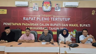 3 Paslon Bupati dan Wakil Bupati ikut dalam Pilkada 2024 di tetapkan KPU Labuhabatu hasil Rapat Pleno