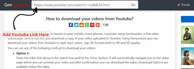 By directly pasting URL on GenYoutube
