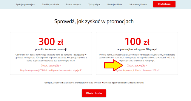 Formularz rejestracyjny w promocji "Konto z bonusem 100 zł" w Santander Banku