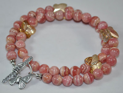 Rhodochrosite Stone - Faithful Fish Bracelet  