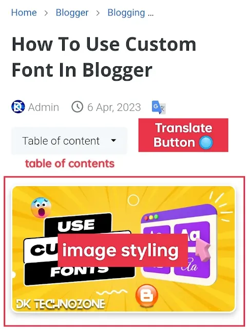 Translate button and image styling of jettheme Redesigned premium blogger template