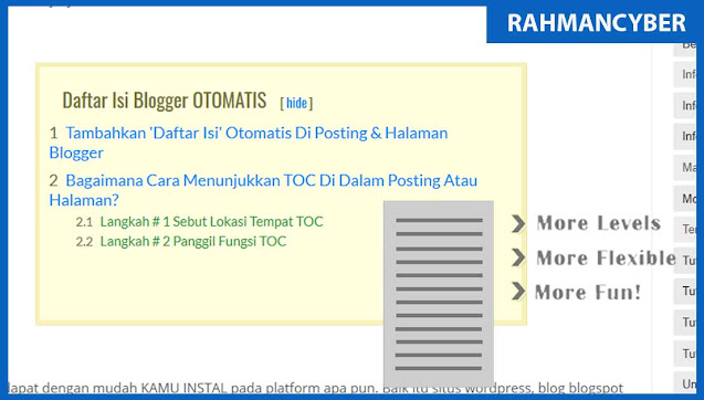 cara membuat Table of Content