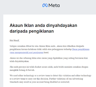 AKAUN FB ADS DAN GOOGLE ADSENSE BANNED