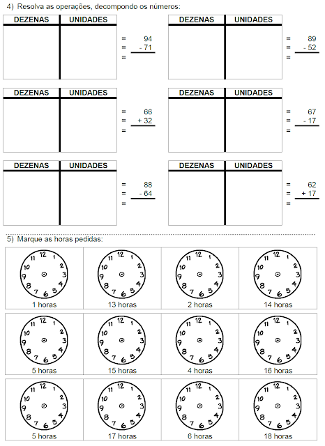 Atividades - Ideia da divisão, Gráfico, Operações e Horas - página 2