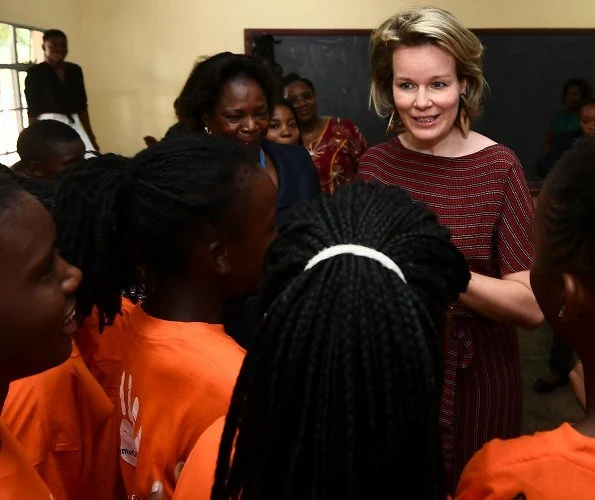 Queen Mathilde wore LK Bennett Montana green silk dress and Diane von Furstenberg print silk crepe de chine midi wrap dress