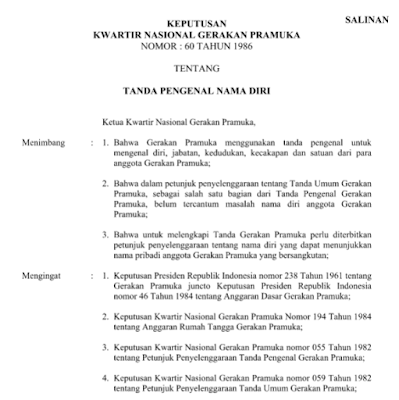 Petunjuk & Pedoman Tanda Pengenal Nama Diri Dalam Pramuka Lengkap