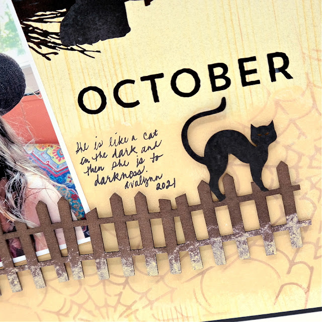 Black Cat October Calendar Page Scrapbook Layout