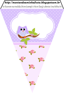 Lilac Owls in Shabby Chic Free Printable Bunting.