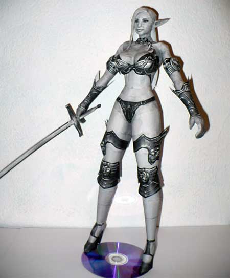 Lineage 2 Female Dark Elf Papercraft bikini