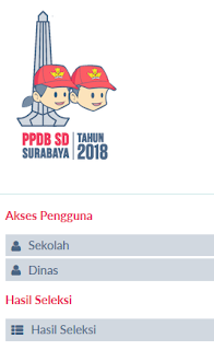 Menu hasil seleksi PPDB SD Surabaya 2018