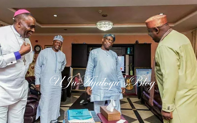 Rochas Okorocha visits Olusegun Obasanjo in his Ogun home (photos)