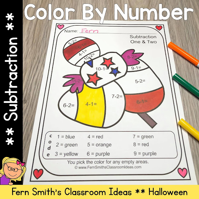 Click Here to Download this Halloween Color By Number Subtraction Printables Resource #FernSmithsClassroomIdeas