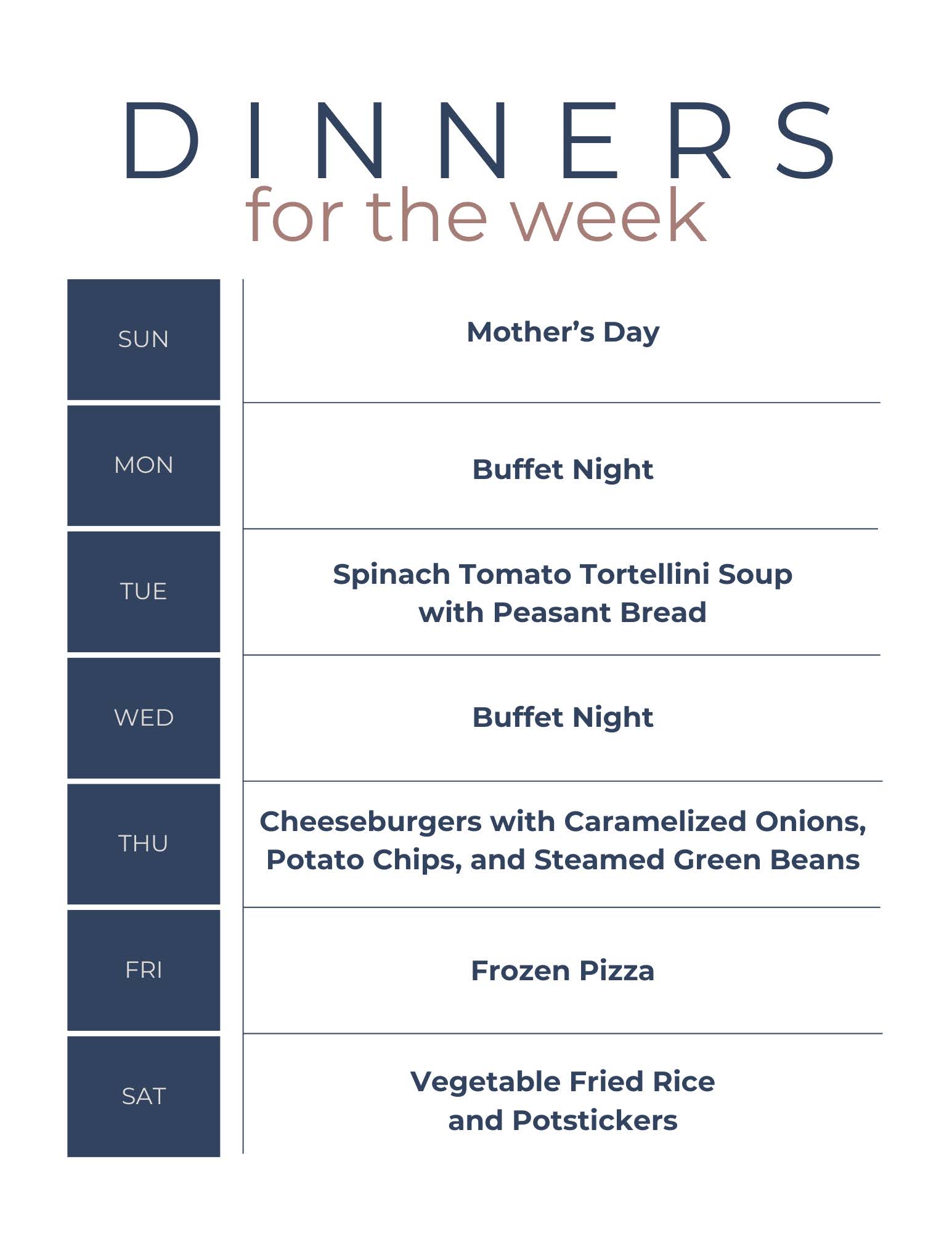 What's for Dinner: May 12 - May 18 | Taste As You Go