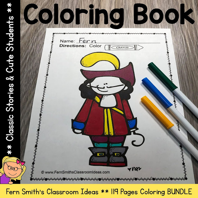 Classic Stories Coloring Pages and Cute Students Coloring Pages 119 Page Bundle