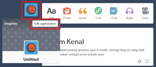 edit tampilan theme dari tumblr