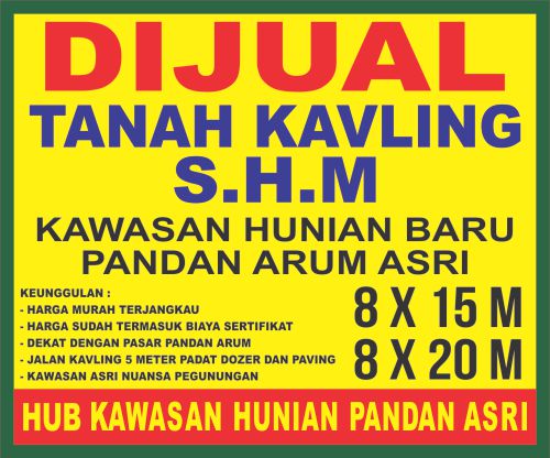  Dijual Tanah Kavling Kawasan Pandan Arum