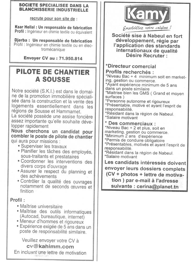Offre d'emploi du 09/10/2011 source Journal LA PRESSE