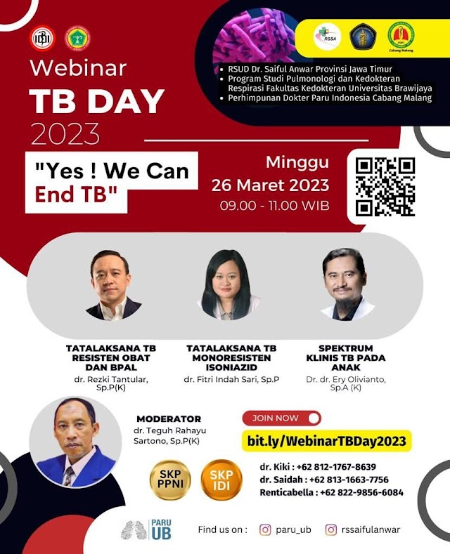 (GRATIS SKP IDI & SKP PPNI) *World TB Day 2023 with Our Focus in DR TB and Newest regiment BPaL*