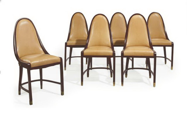 Josef Hoffmann Leather and Stained Bentwood Dining Chairs, designed 1901,manufactured by J. & J. Kohn