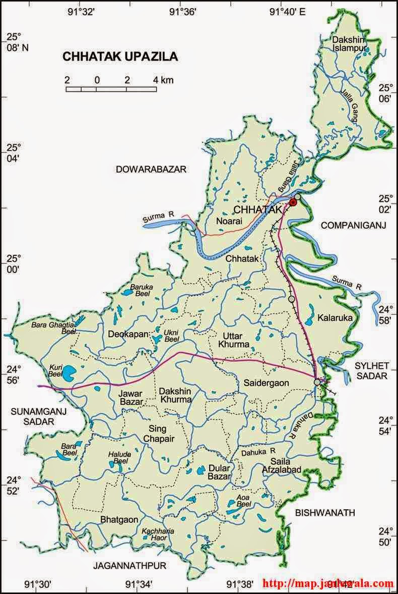 chhatak upazila map of bangladesh