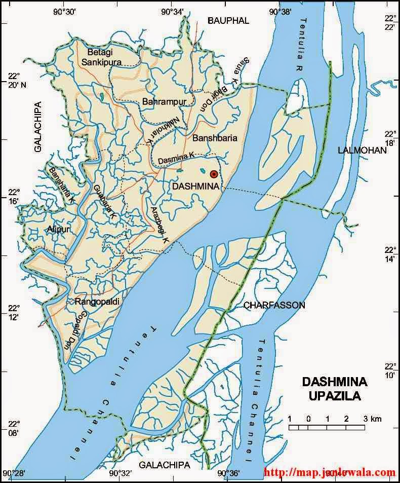 dashmina upazila map of bangladesh