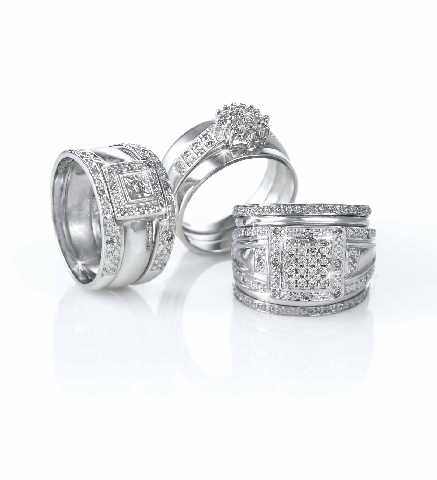 9ct Diamond Wedding Rings (fltr) R4,399.00, R5,599.00, R6,399.00