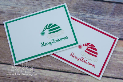 Minimalist Santa and Elf Hat Christmas Card - Free Tutodial Available.  Made with Stampin' Up! UK Supplies which you can buy here