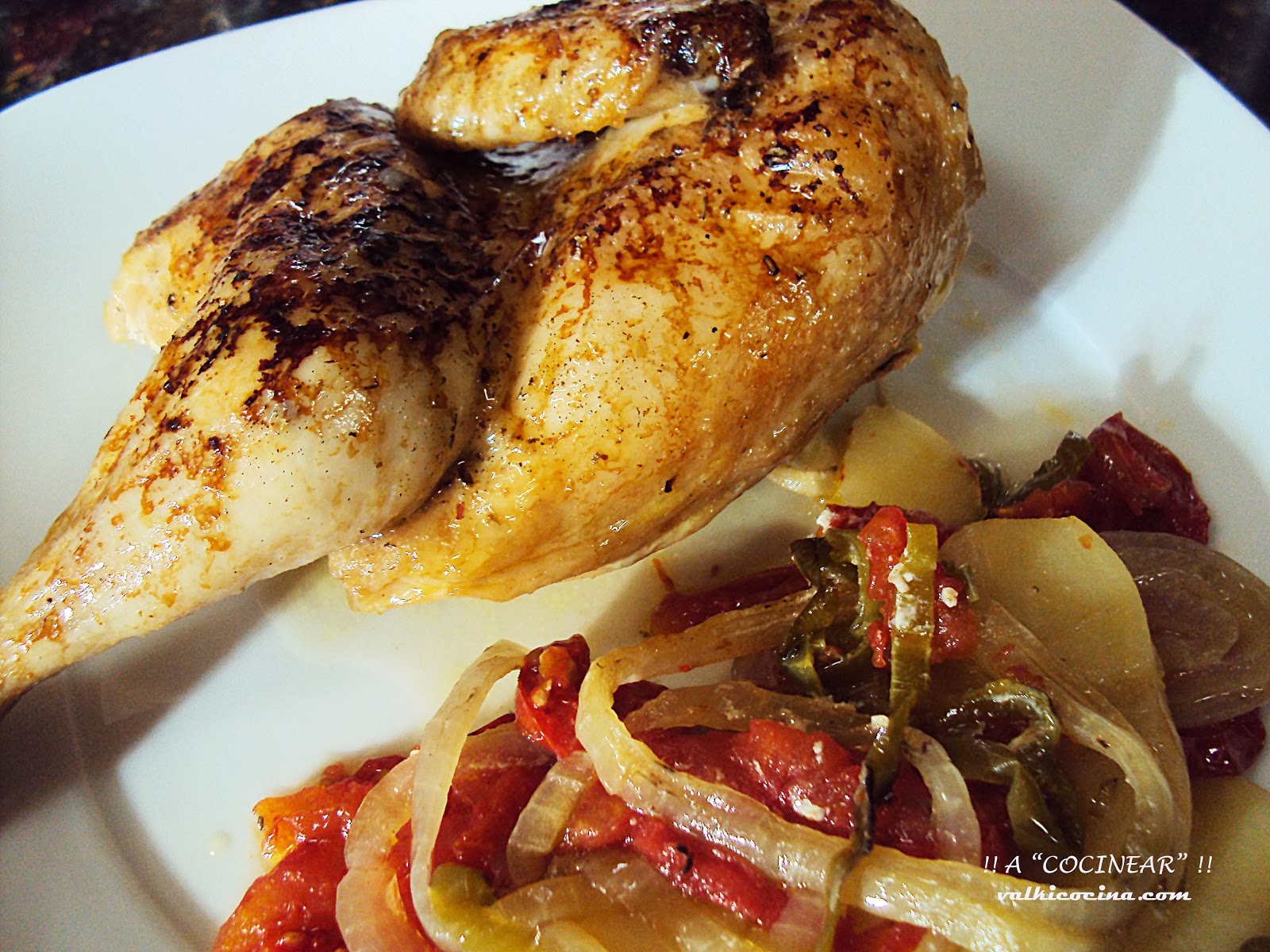 pollo al horno con guarnición de verduras