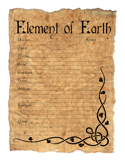 Element of Earth Book of Shadows Free Download Printable Page