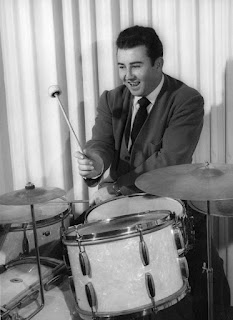 Young Bill Kraft playing drum kit - photo courtesy of Joan Kraft