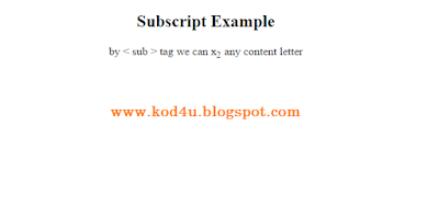 HTML Subscript Tag Example