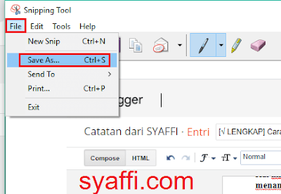 Save As pada Snipping Tool