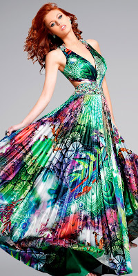 Luxury Green Print Dress