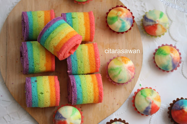 Mini Rainbow Roll Cake ~ Resepi Terbaik