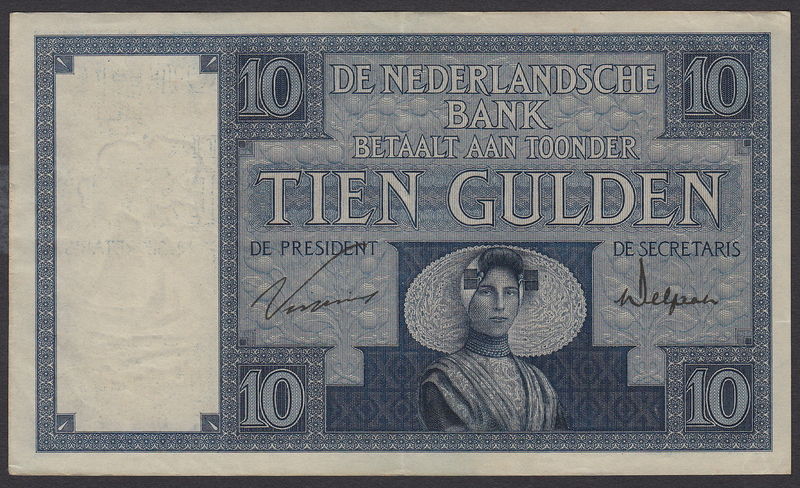Netherlands banknotes 10 Gulden note of 1927, Peasant ...
